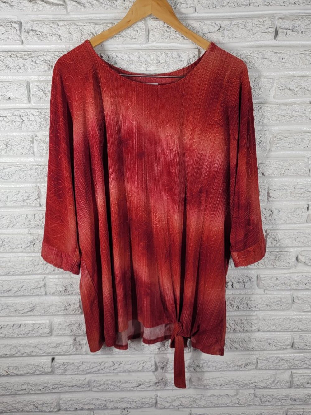 Avenue Women's Plus Size 22/24 Top Embroidered Tie Front Dolman Sleeve B11E
